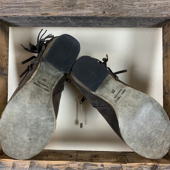 Fringe Chunky Ankle Bootie Gray SIZE 5 Western Cowgirl Italian Designer $170 NEW - Picture 7 of 9